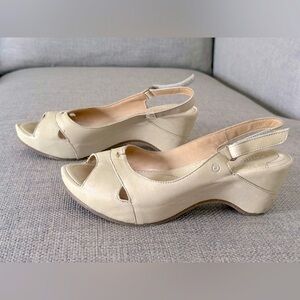 KHRIO LEATHER-UPPER WEDGE SANDAL ADJUSTABLE SLING-BACK